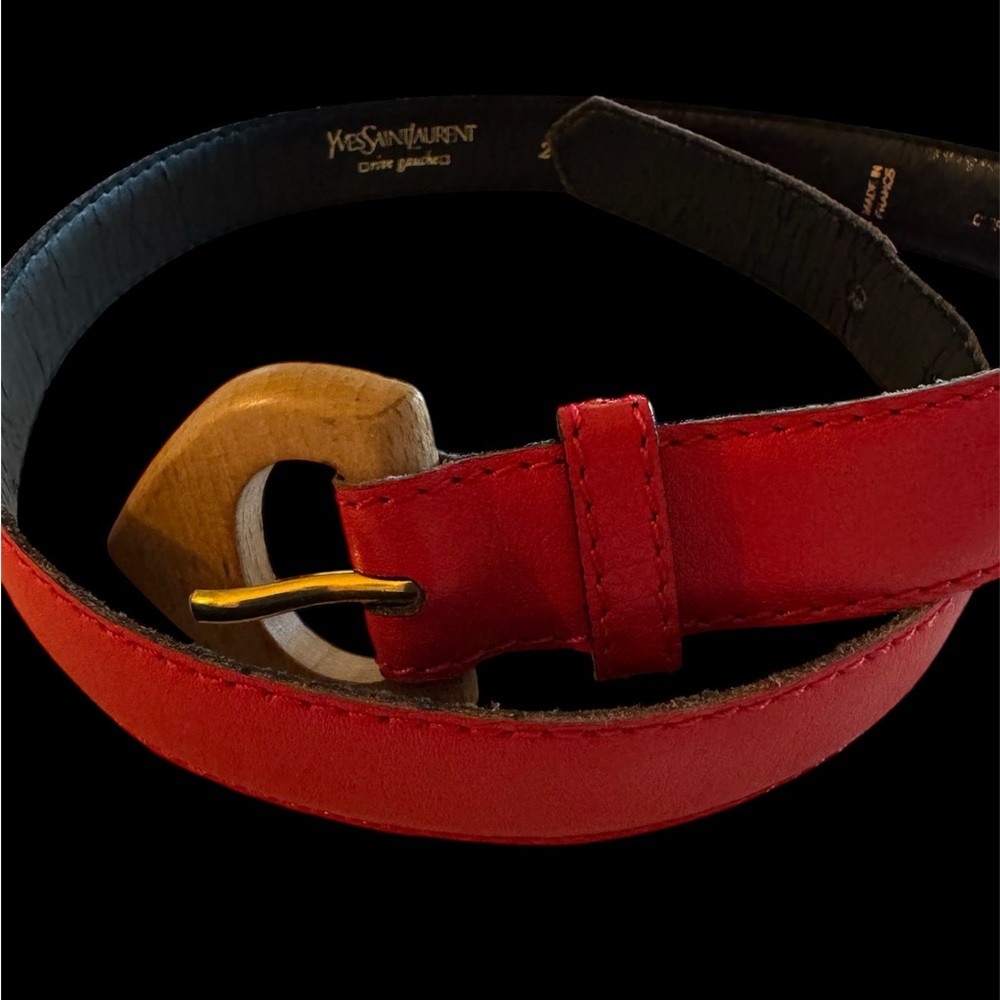 Yves Saint Laurent Red Leather Waist Belt